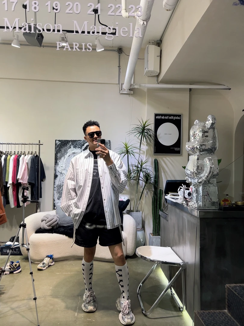 早秋廓形克罗心风格条纹长袖衬衫潮流百搭休闲外套
