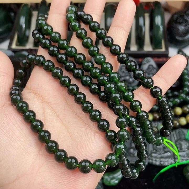 蛇纹石玉未镶嵌手串泰山玉8108
