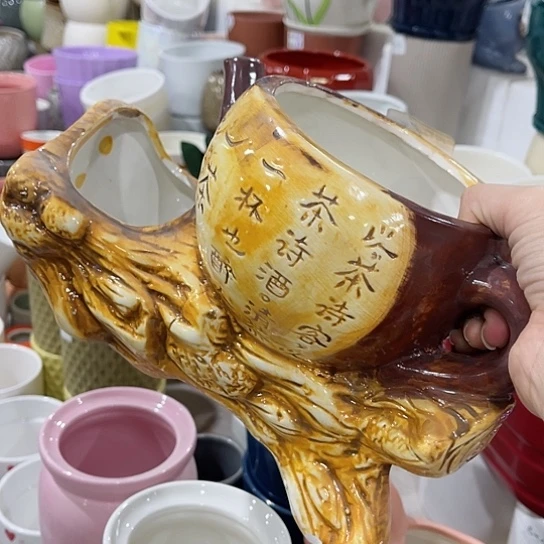 多肉绿植陶瓷花盆9.9包邮，有孔