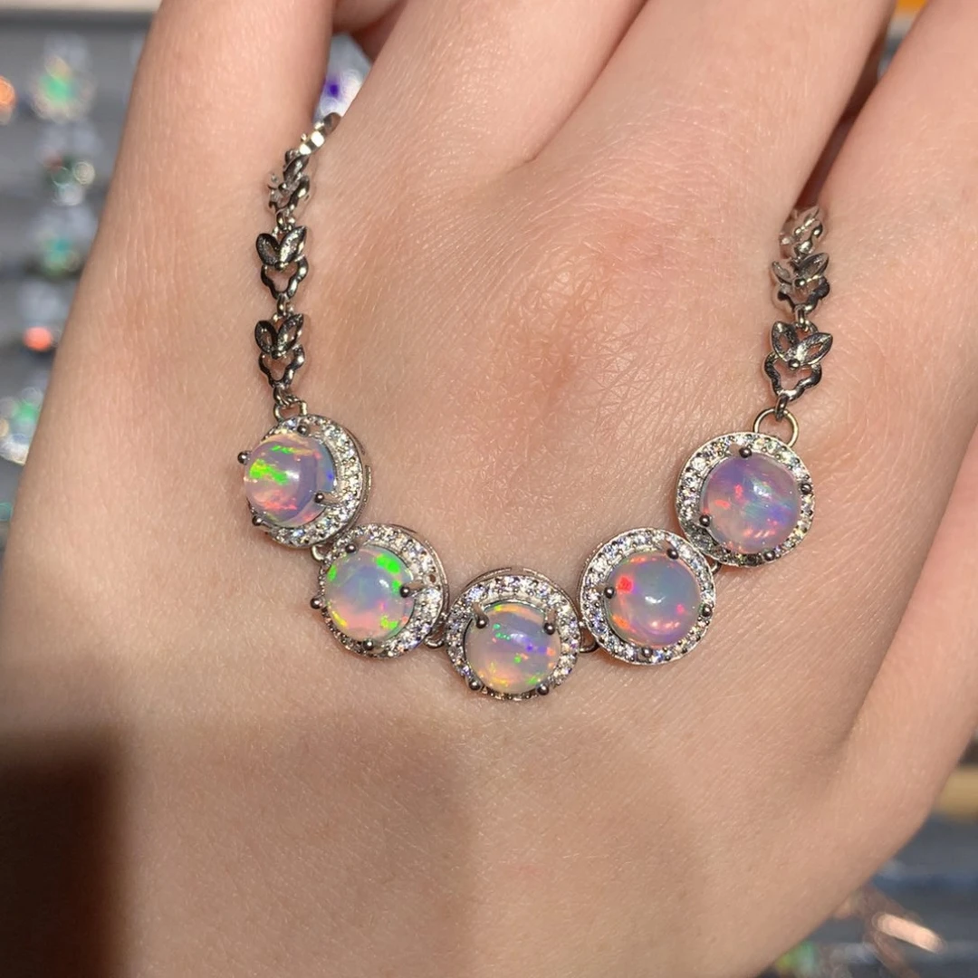 银S925镶嵌欧泊欧泊手链y