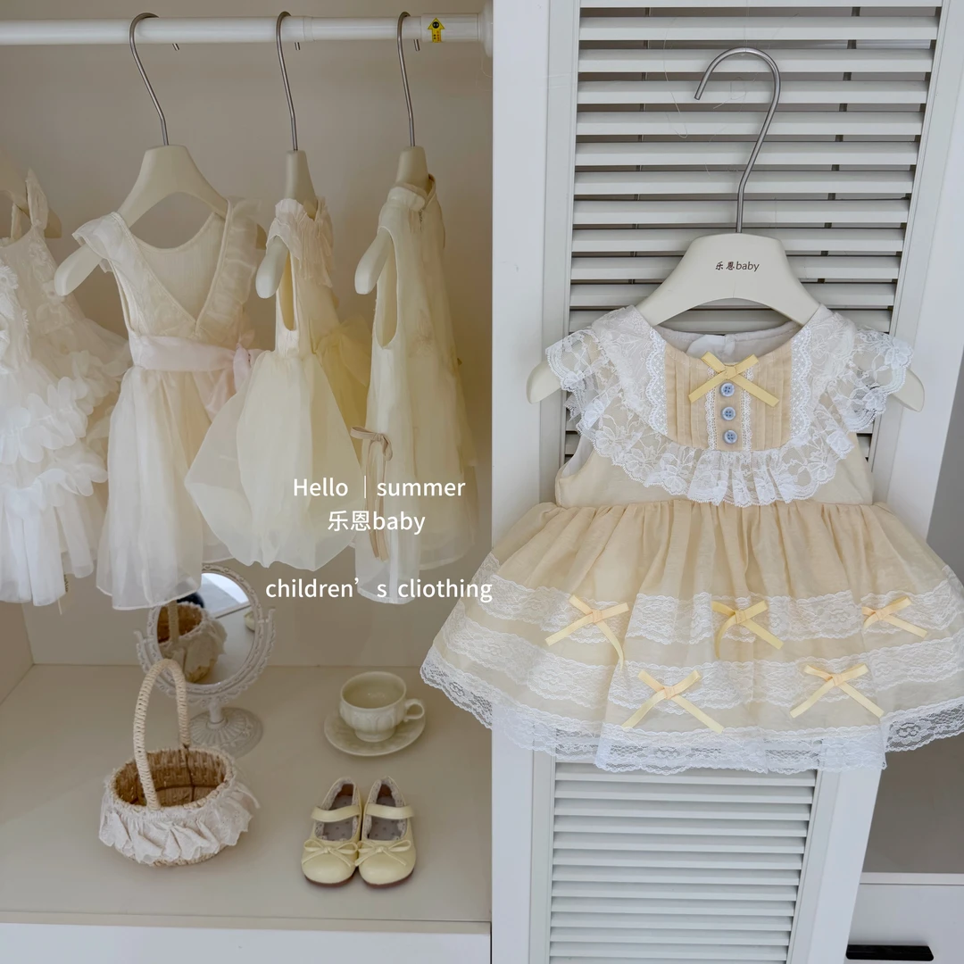 【乐恩baby】洛丽塔!2026女童夏洛丽塔花边蕾丝蝴蝶结宝宝蓬蓬裙