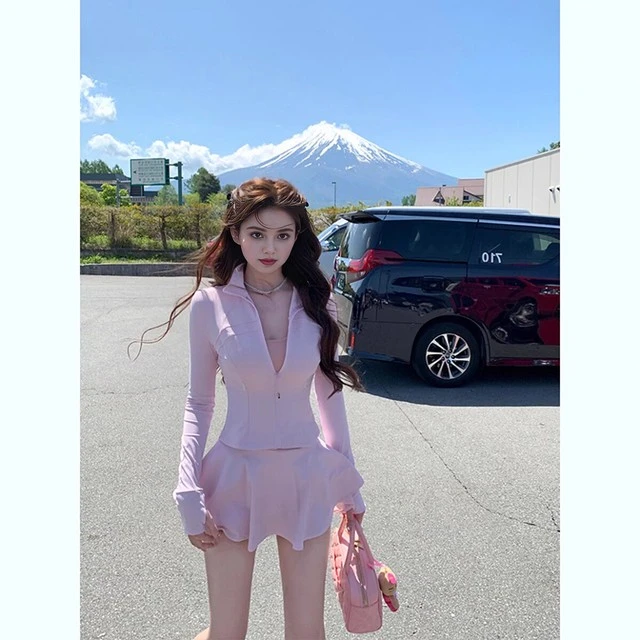 仙女级辣妹防晒外套+半裙女夏季新款小众设计感收腰显瘦运动套装