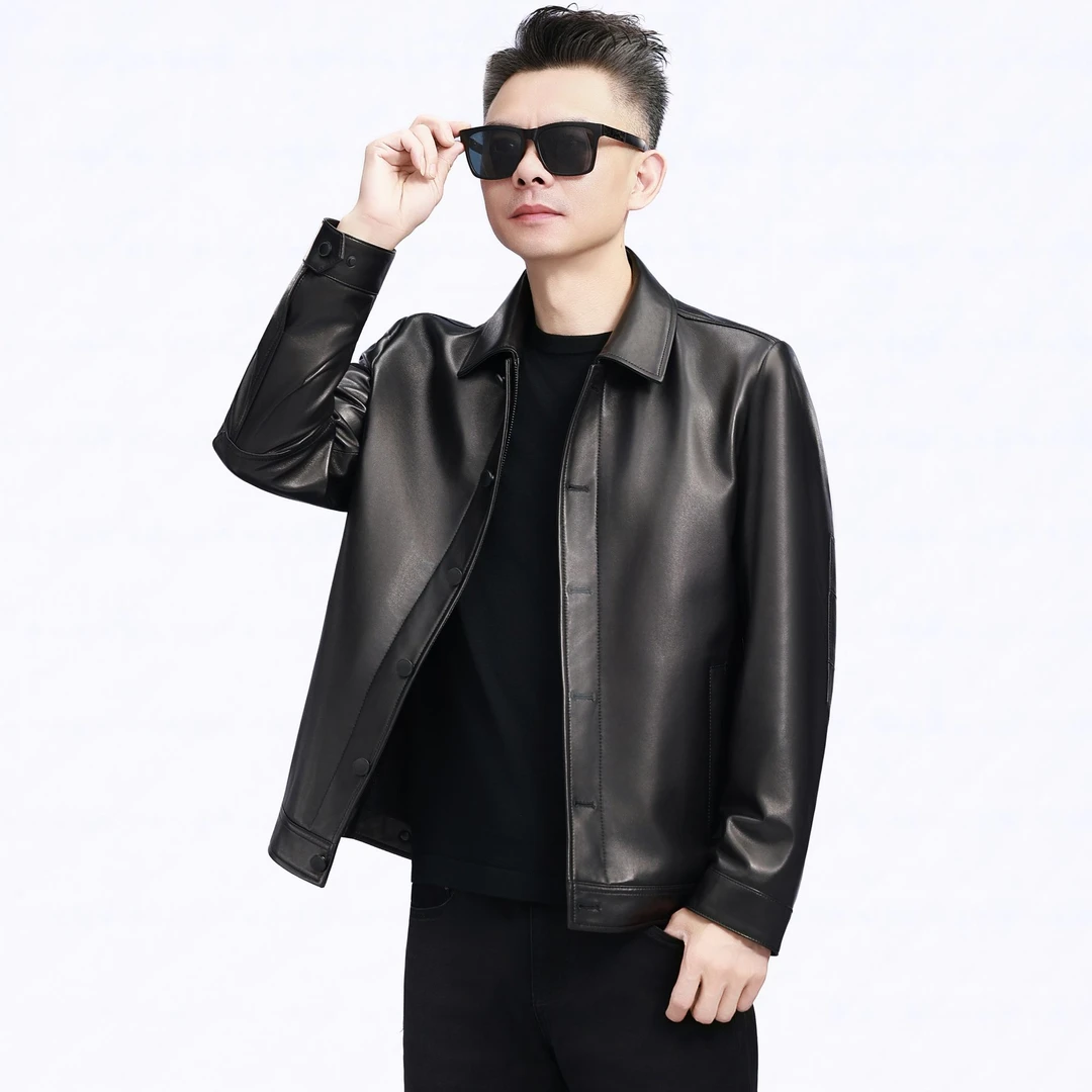 【GMSC】J22932真皮男士休闲CP40绵羊皮商务休闲皮衣夹克外套