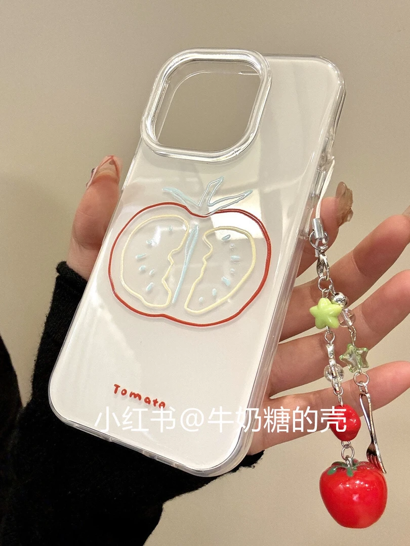 彩色线条西红柿切面适用iPhone16大孔苹果手机壳华为oppo小米vivo