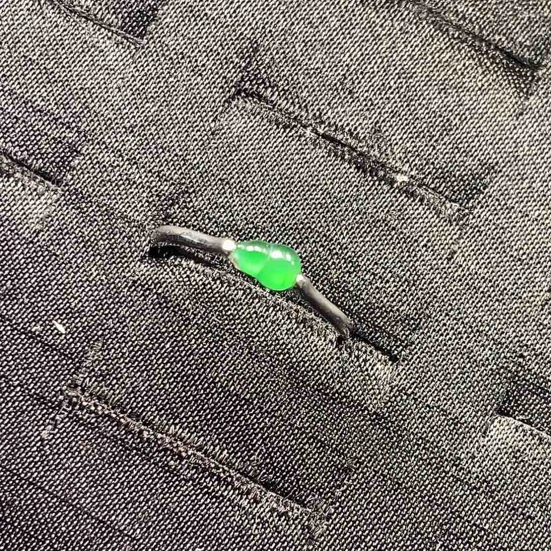 翡翠银S925镀金镶嵌戒指