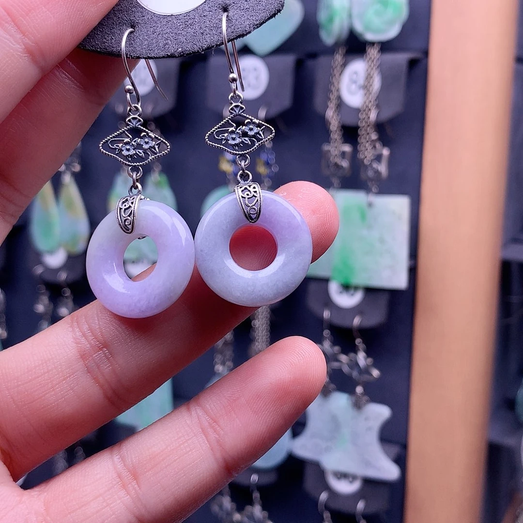 翡翠银S925镶嵌耳饰用****6