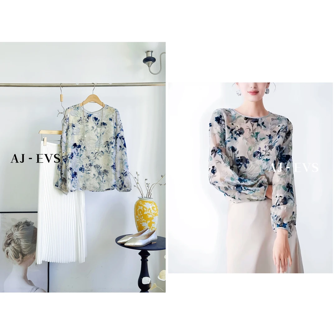 AJ-EVS【雅致生活· 进口金丝立体花丝绒上衣】