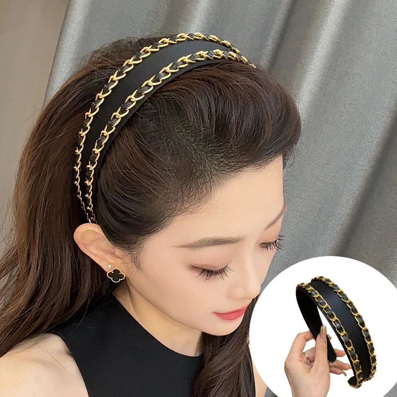 I LOVE FREE双链条小香风发箍诗诗同款轻奢比锻2025新款气质优雅