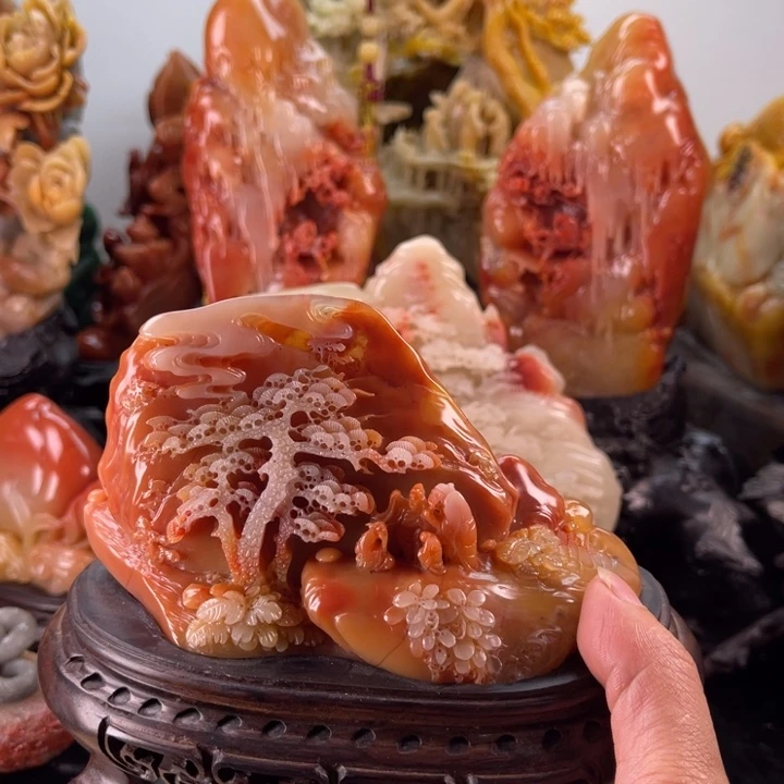 寿山石齐聚兰山摆件