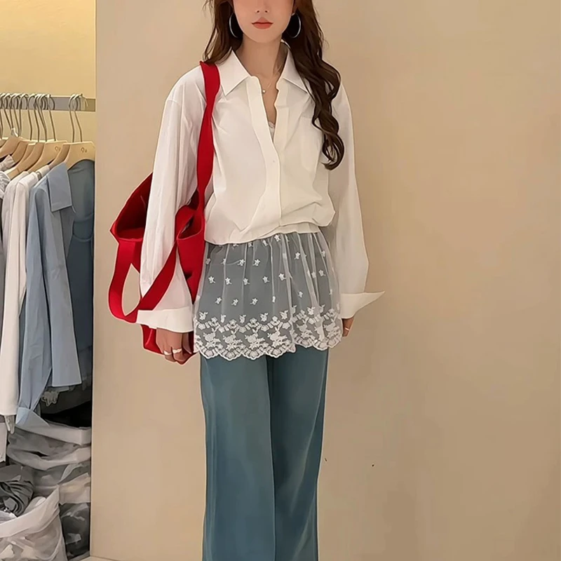 乔（女装）939 蕾丝拼接吊带背心搭配百搭减龄衬衫时尚两件套装