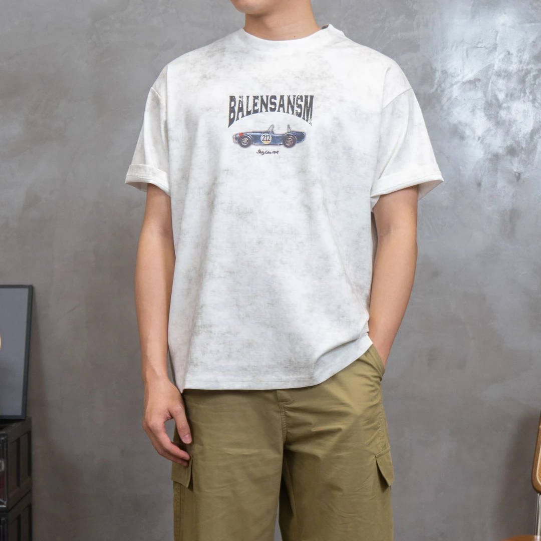 6便士1【字母款水洗做旧短袖】复古休闲时尚百搭宽松