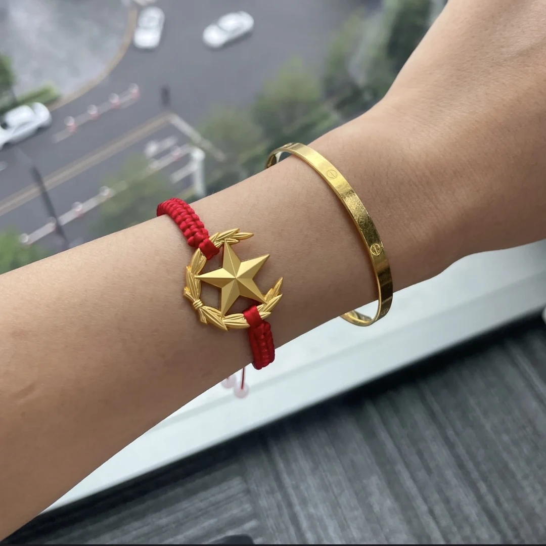 锌合金布艺手链 五角星领花手链可调节兵哥哥手工编织送军嫂礼物