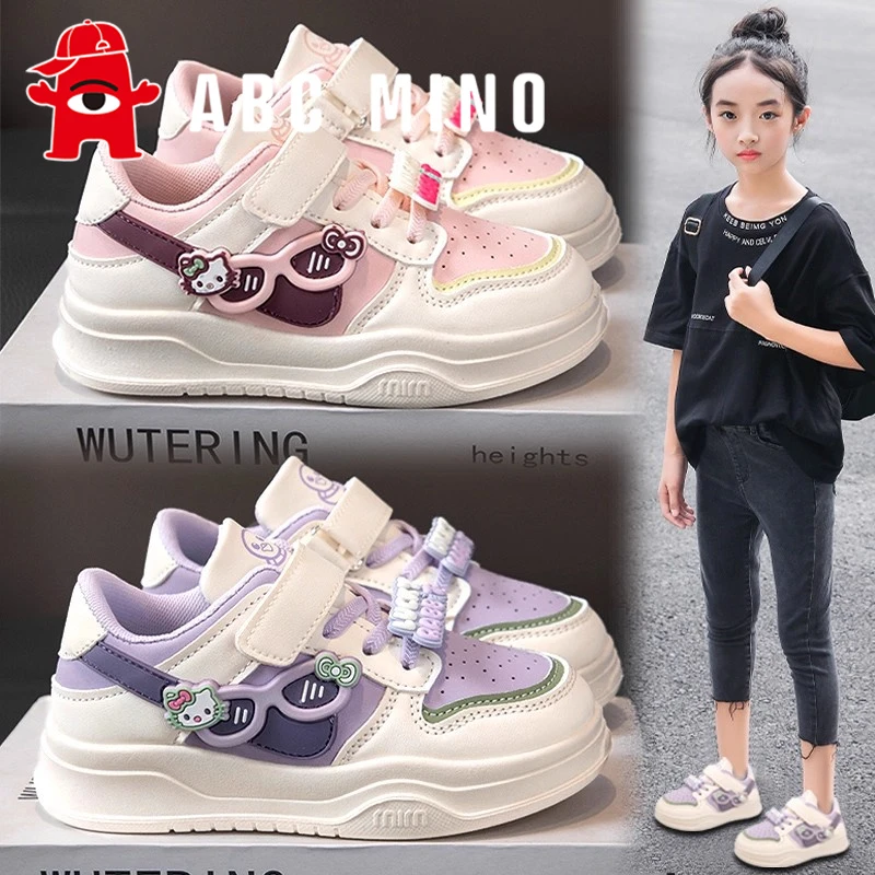ABC MINO女童鞋子板鞋秋款儿童软底防滑运动鞋中大童女孩爆款百搭