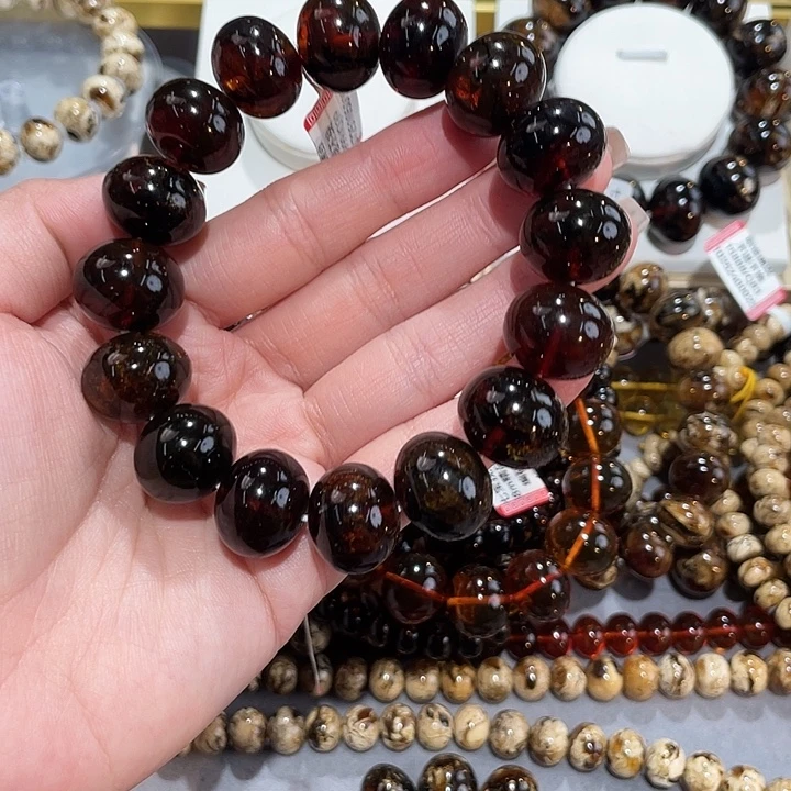 琥珀未镶嵌手链17m血翳