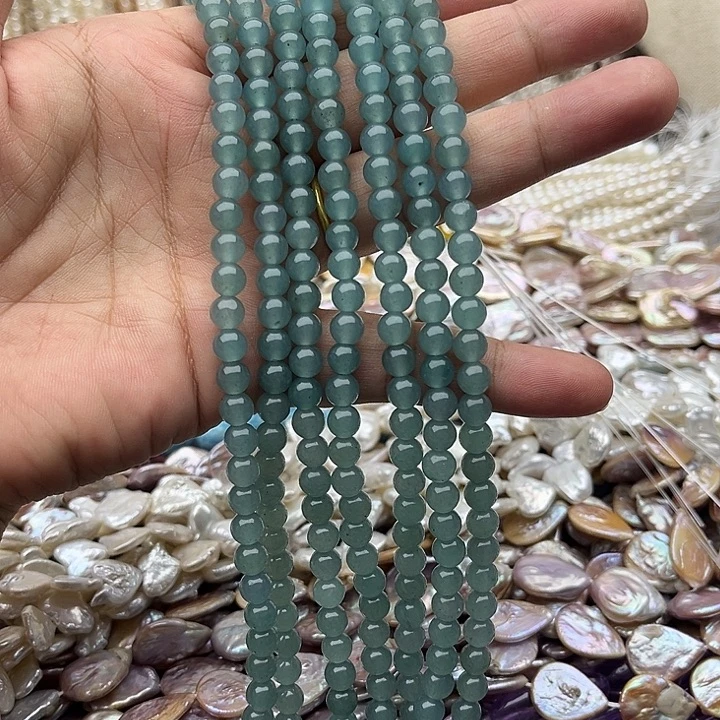 玛瑙/玉髓未镶嵌珠宝半成品2条6mm左右蓝水