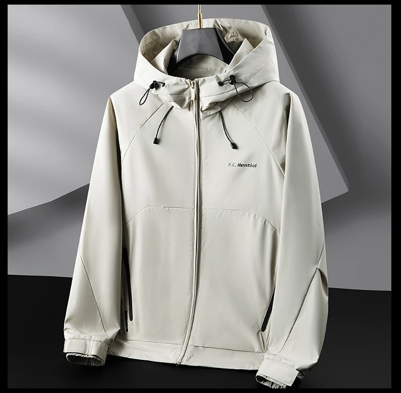 25008加肥加大码春秋夏外套时尚休闲连帽外套薄款透气男士