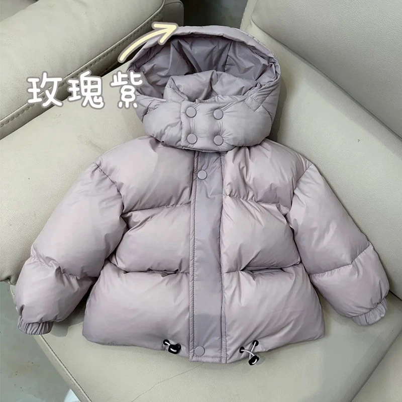 儿童韩版男女童加厚羽丝绒服宝宝保暖洋气外套安可拉红面包服冬装