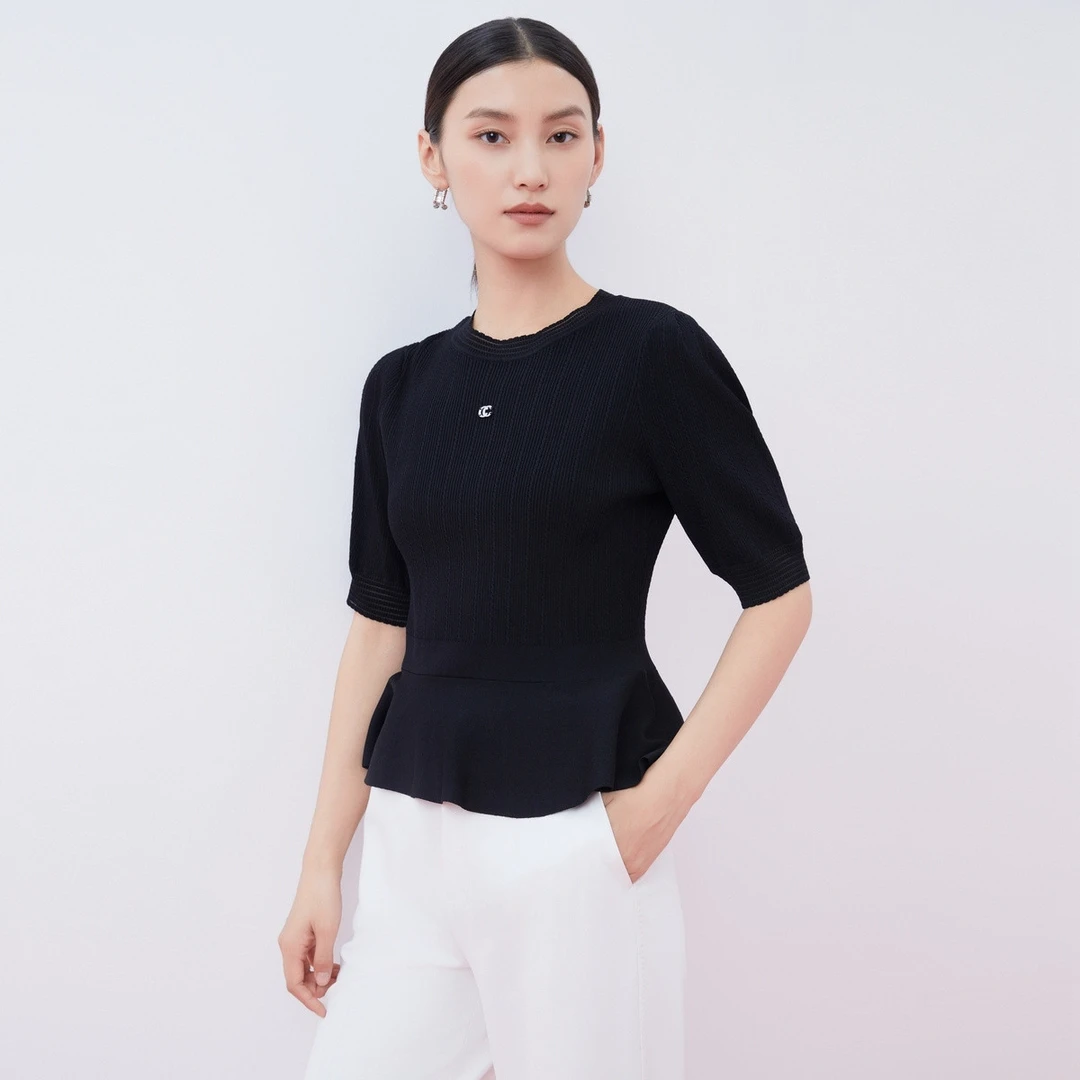 【安雅专享】夏款甜美亲肤舒爽百搭坑条套头针织衫女CZ02302W0