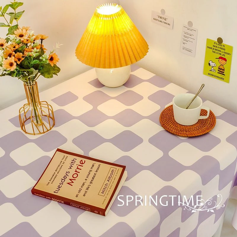 网红格子桌布ins风绒布学生宿舍书桌布北欧高档客厅餐桌茶几布艺