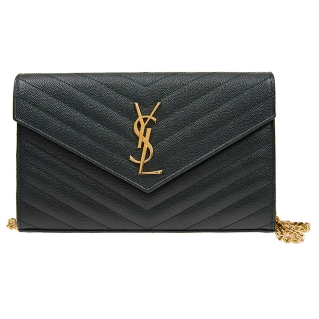 99新 YSL/圣罗兰 黑金中号信封单肩包