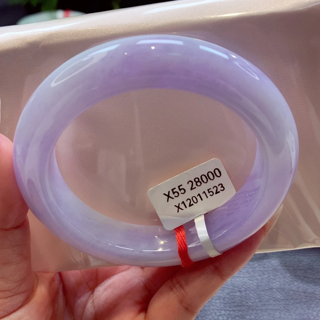 未镶嵌手镯翡翠55.5圈细腻粉紫色（2号）