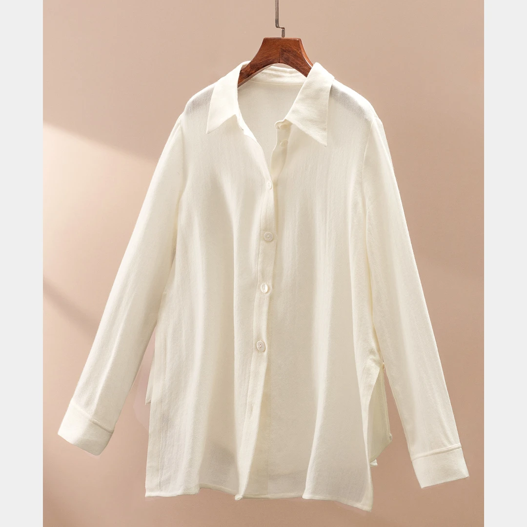 春天家 早春2种穿法 法柜高品100羊毛不规则设计长袖衬衫女81F9