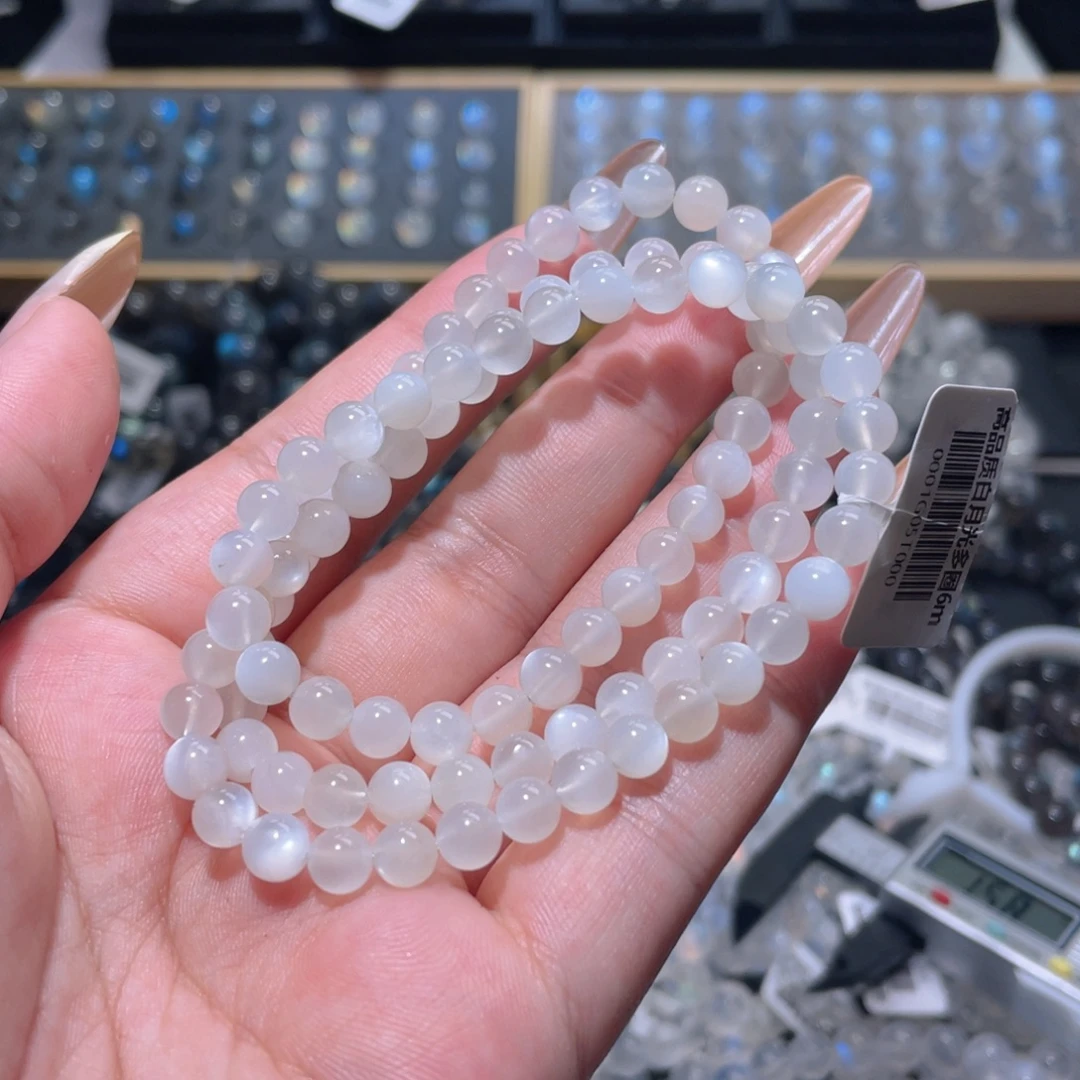 长石手链未镶嵌白月光手链多圈5.5mm