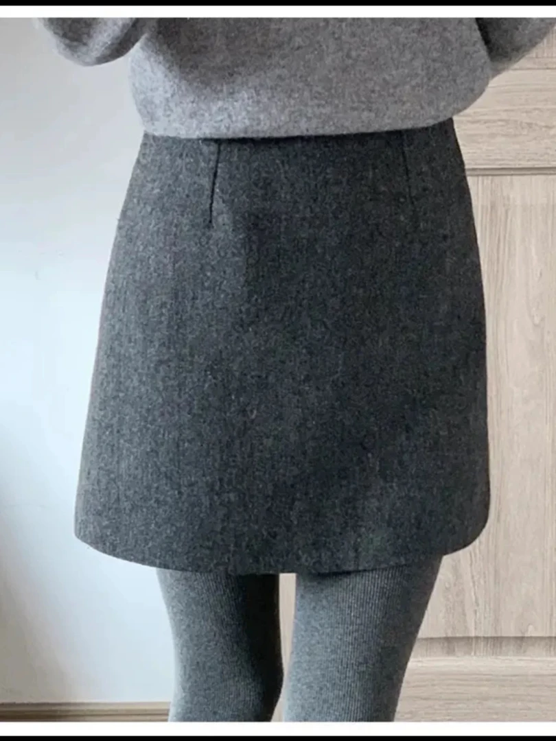 （刘敏服装）A5928灰色高腰半裙短裙