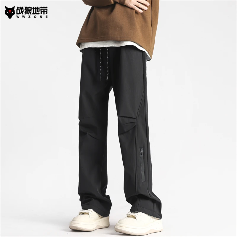 美式冲锋裤男女春夏季潮牌抽绳工装裤防风防水户外休闲运动登山裤