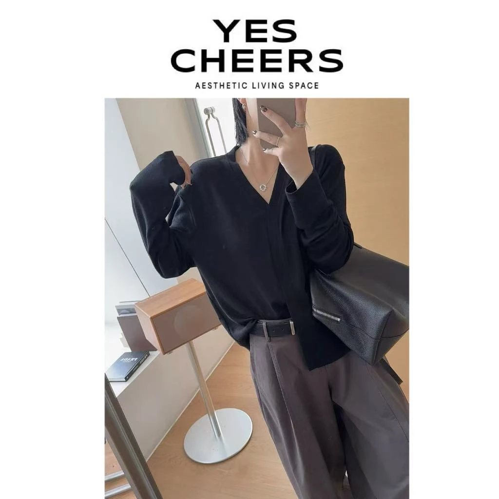 悦是YESCHEERS【奢感慕斯】v领水溶羊毛T 8768