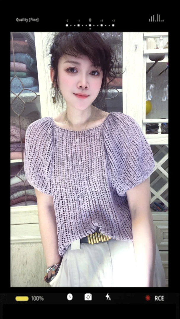 【镂空泡泡袖】夏季亚麻线 手工编织毛线