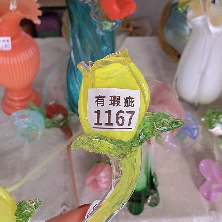 琉璃孟**藏1167瑕疵花瓶摆件