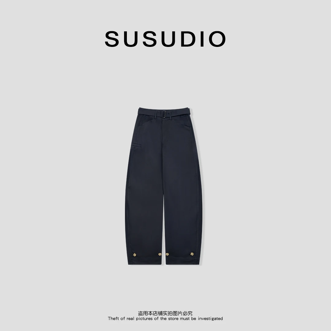 SUSUDIO 美式复古 新款舒适感纯色休闲裤40041