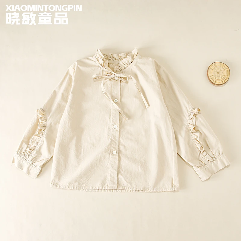 系带花边袖女童衬衫XM1404
