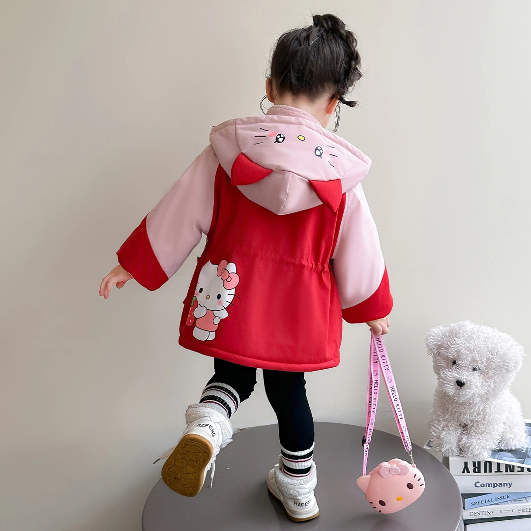 女童秋冬加绒夹棉外套2025儿童卡通连帽三合一冲锋衣女宝宝两件套