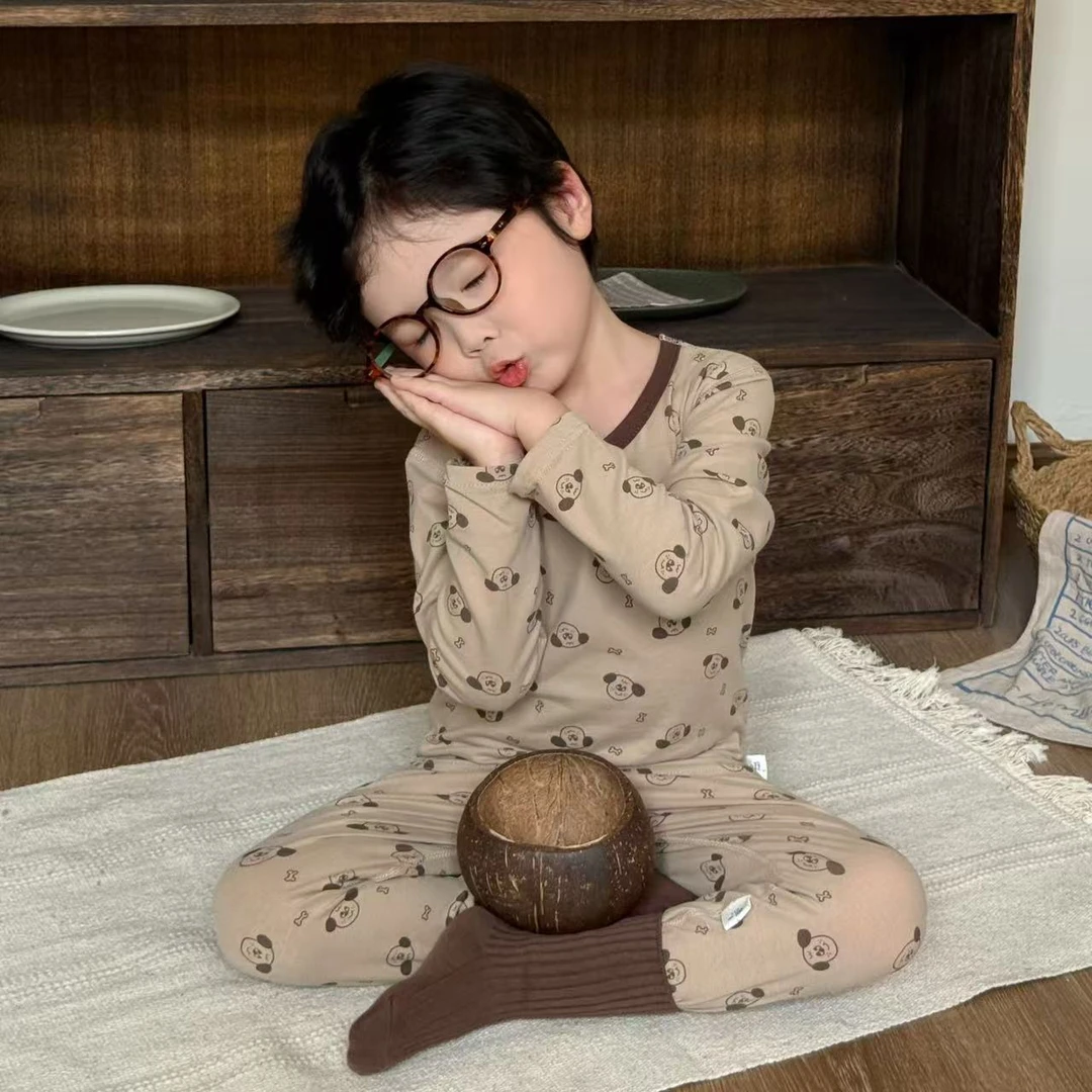 儿童A类纯棉内衣套装男女童无骨莱卡秋衣秋裤宝宝家居服春秋睡衣