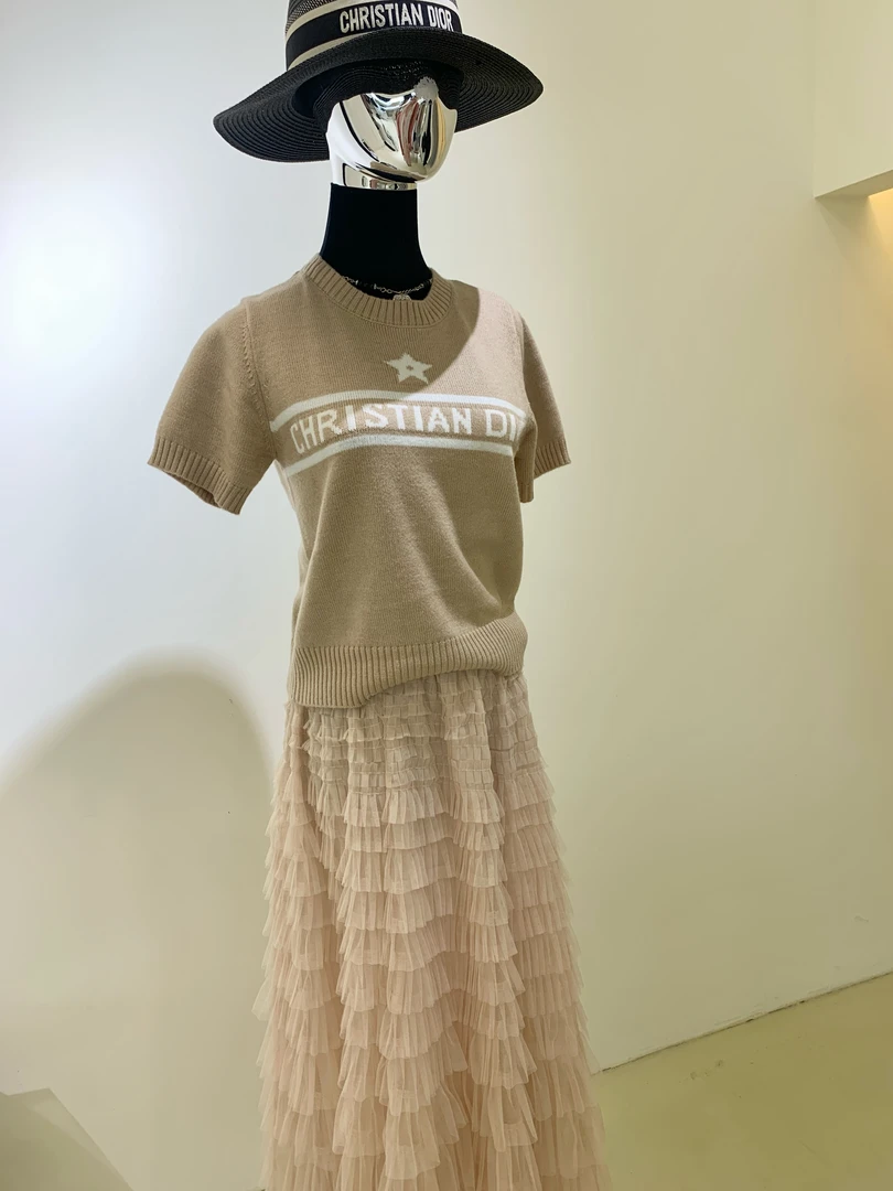 2025早春新款短袖套头针织衫字母刺绣针织衫