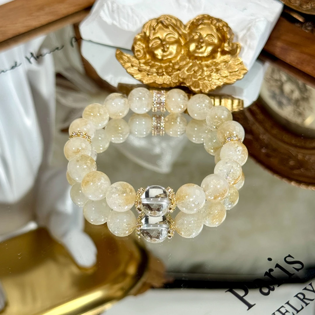 s1221【万人迷】天然黄阿赛黄水晶手串精致设计手链 多样性发其一