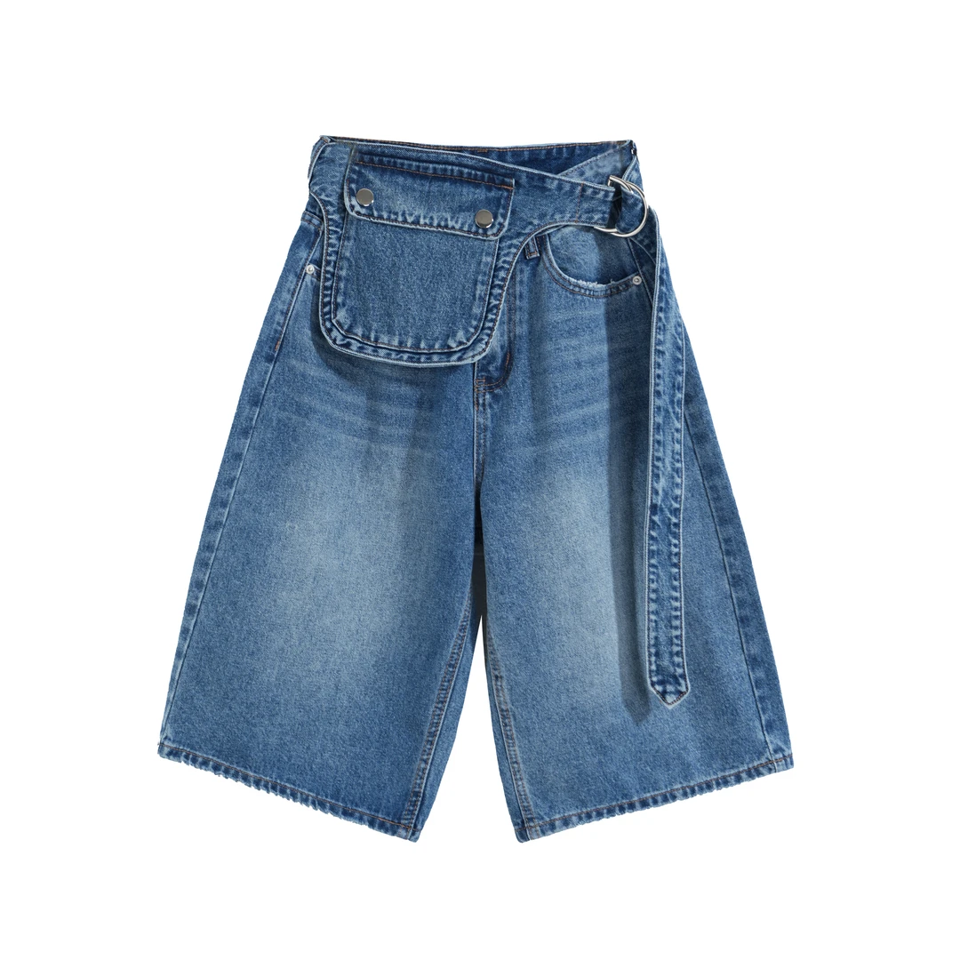 LA原创【Z7681】夏季新款宽松显瘦休闲水洗六分中裤牛仔裤