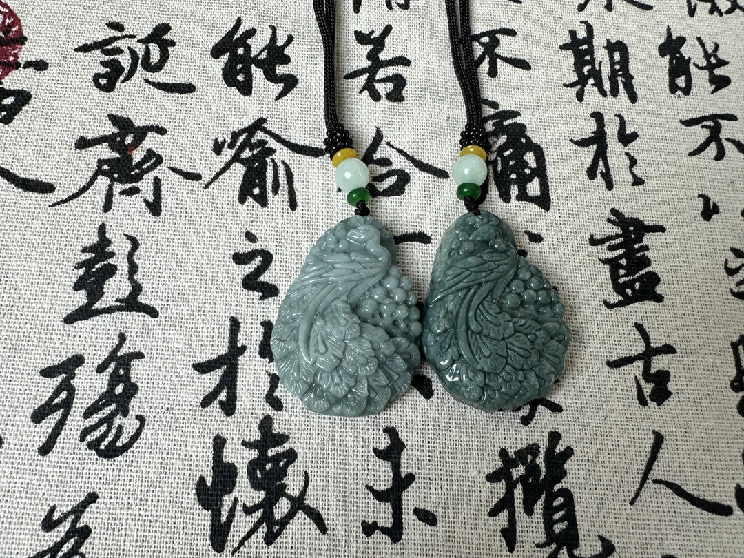 【王美丽】保真翡翠蓝水凤凰吊坠（多样性发一件）