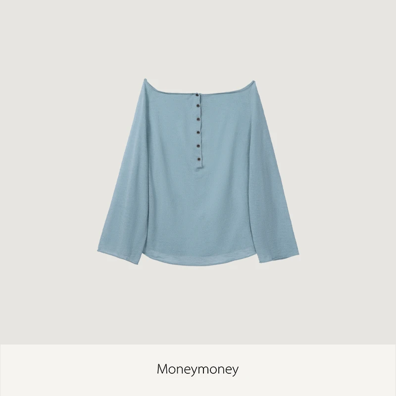 【云朵】Moneymoney天然亚麻半开襟针织衫52250001