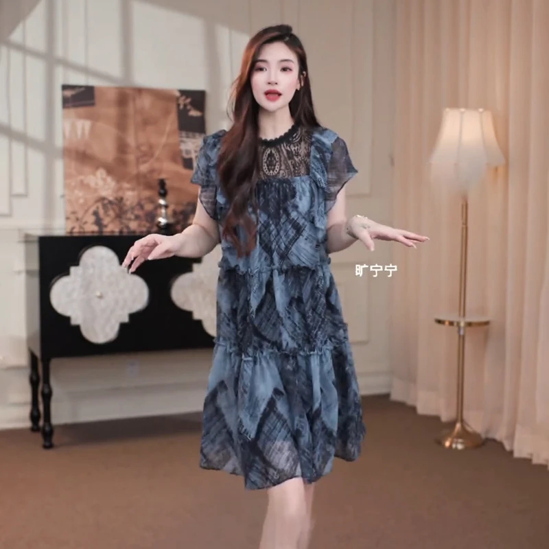 法式轻奢高级感短袖连衣裙女夏季新款气质慵懒风宽松显瘦裙子