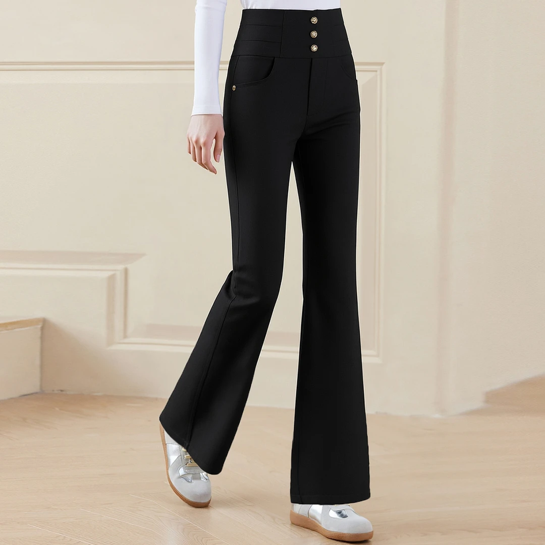 【超模裤 瘦瘦裤！】爱朴大码女装2025加绒显瘦高腰弹力微喇裤2540-1