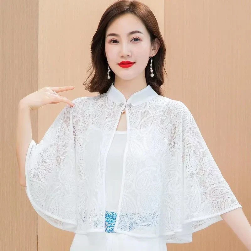 披肩外搭蕾丝斗篷大码女万能防晒披肩外搭披风配旗袍吊带外