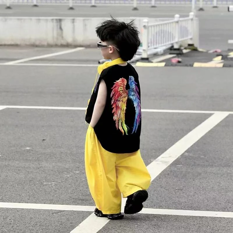 男童卡通背心t恤夏季中小童女宝宝无袖上衣儿童夏装宽松圆领打底