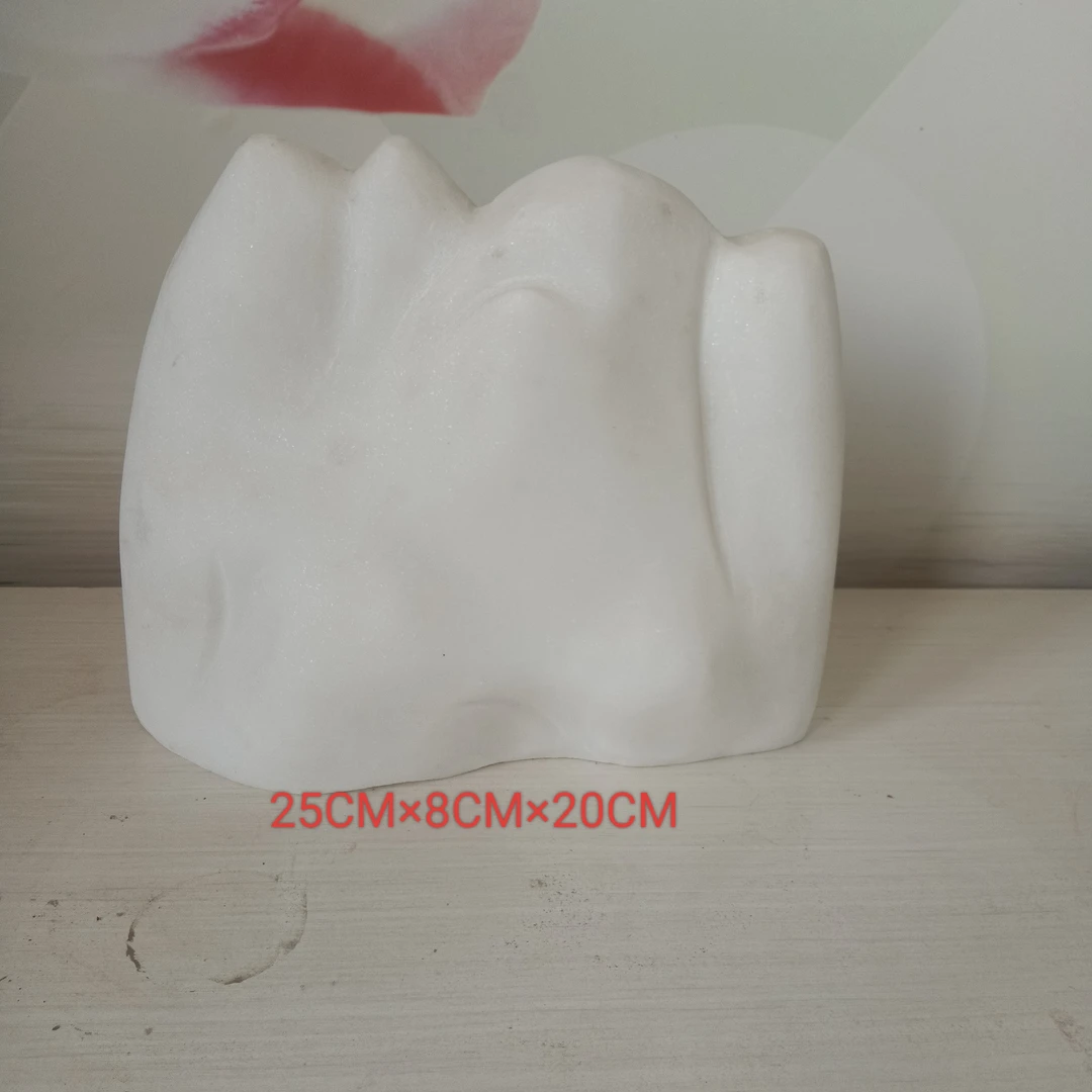 手工雕刻厚德载物汉白玉材质假山摆件家居饰品