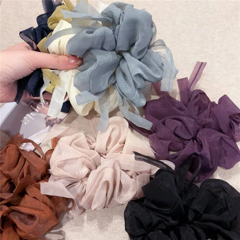 低饱和度 仙气chao温柔芭蕾风轻纱蝴蝶结发圈 日韩头花马尾发绳女