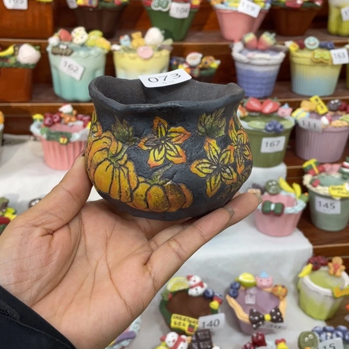一心一意复古火烧多肉花盆
