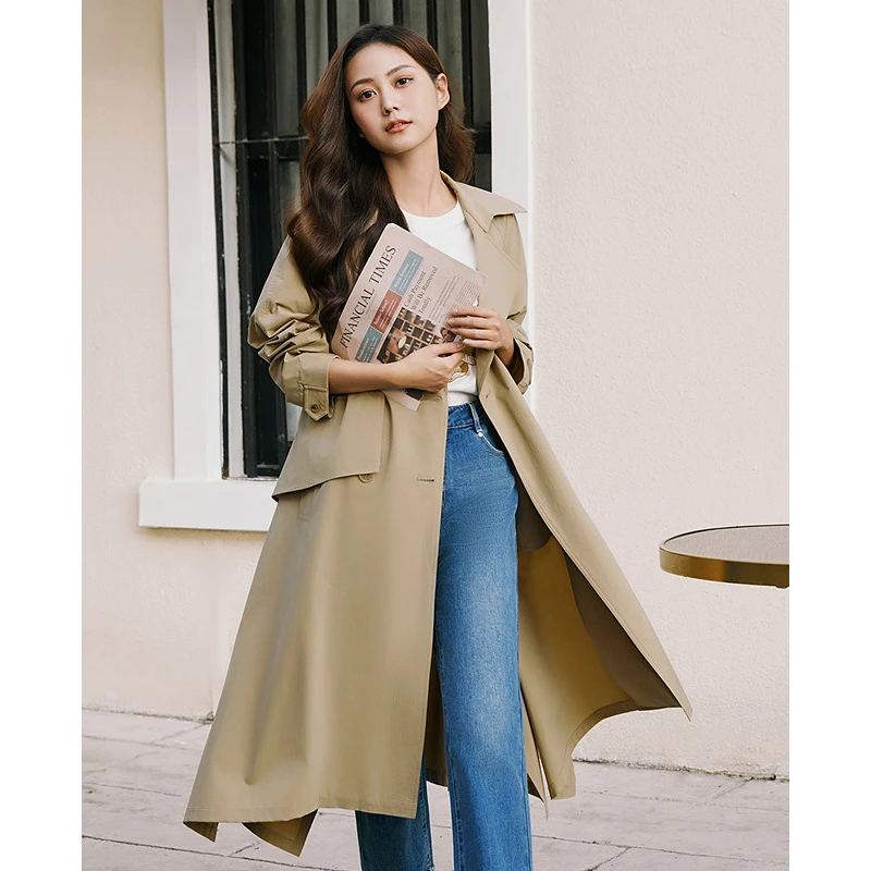 莱芙·艾迪儿春秋气质时尚休闲百搭宽松中长款过膝长风衣1V1W63250