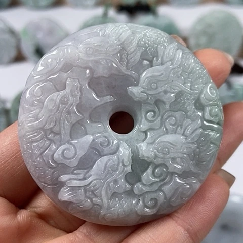 翡翠颈饰未镶嵌九龙扣两面工福利